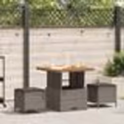 Ensemble de salle à manger de jardin 3 pièces avec coussins gris en poly rotin et acacia