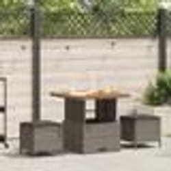 Ensemble de salle à manger de jardin 3 pièces avec coussins gris en poly rotin et acacia