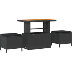 Vidaxl - Ensemble de salle à manger de jardin 3 pièces avec coussins en poly Rattan noir et acacia