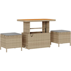 Vidaxl - Ensemble de Salle à Manger de Jardin à 3 Pièces avec Coussins Beige en Poly Rattan et Acacia