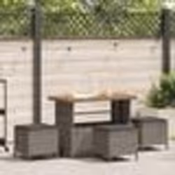 Ensemble de salle à manger de jardin 4 pièces avec coussins gris en poly rotin et acacia