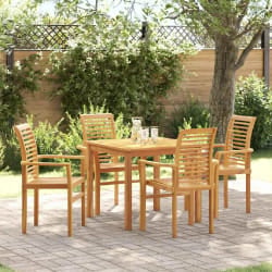 vidaXL Chaise de jardin empilable 4 pcs en bois massif de teck