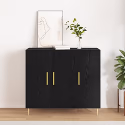 Buffet Bas - vidaXL - Chêne Noir - Accents Dorés - 2 Portes - 120x40x75 cm