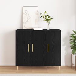 Buffet Bas - vidaXL - Chêne Noir - Accents Dorés - 2 Portes - 120x40x75 cm