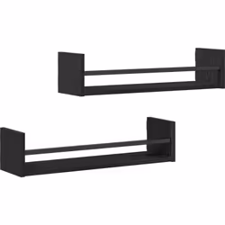 Ce set d'étagères murales combine style et praticité, idéal pour toute maison moderne. Son joli fini en chêne noir et son des ...