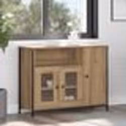 Buffet en chêne - vidaXL - 3 portes en verre - Beige - Bois dingénierie - Design moderne