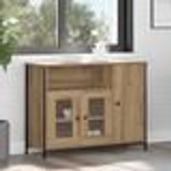 Buffet en chêne - vidaXL - 3 portes en verre - Beige - Bois dingénierie - Design moderne