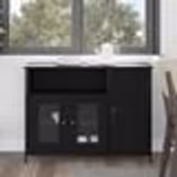 Buffet bas - vidaXL - Chêne noir - 120 cm - Portes en verre - Design contemporain
