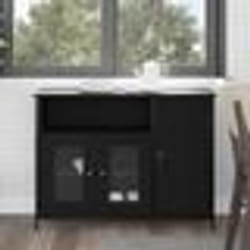 Buffet bas - vidaXL - Chêne noir - 120 cm - Portes en verre - Design contemporain
