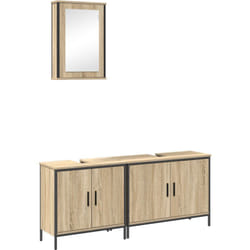 Ensemble de meubles de salle de bain de 3 pièces en bois d'ingénierie chêne vidaXL