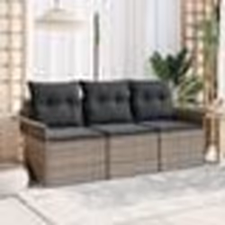 vidaXL Canapé de jardin 3 pièces avec coussins en poly rattan gris