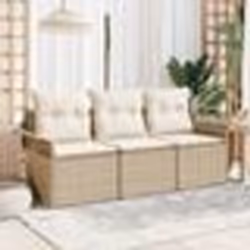 vidaXL Canapé de jardin 3 pièces avec coussins - Poly rotin beige