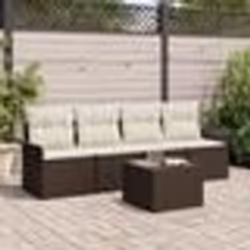 vidaXL Ensemble de canapés de jardin 5 pièces avec coussins - Poly Rattan marron