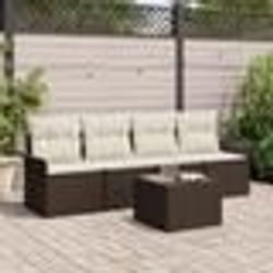 vidaXL Ensemble de canapés de jardin 5 pièces avec coussins - Poly Rattan marron