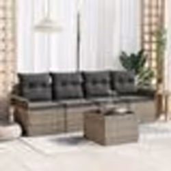 vidaXL Ensemble de canapés de jardin 5 pièces avec coussins en poly rattan gris