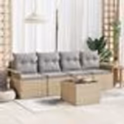 vidaXL Canapé de jardin 5 pièces avec coussins - Poly Rattan beige