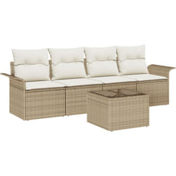 Vidaxl - Ensemble de Canapés de Jardin 5 Pièces avec Coussins Beige en Rattan Synthétique
