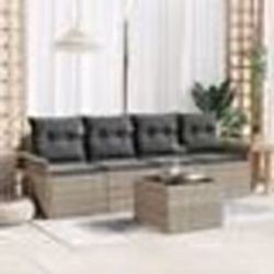 vidaXL Ensemble de canapés de jardin 5 pièces avec coussins – Rattan synthétique gris clair