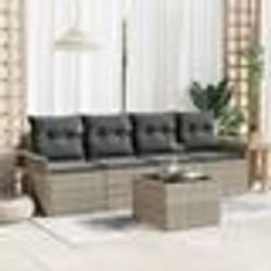 vidaXL Ensemble de canapés de jardin 5 pièces avec coussins – Rattan synthétique gris clair