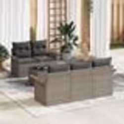 vidaXL Ensemble de canapé de jardin de 6 pièces avec coussins en poly rattan gris