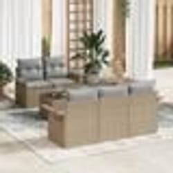 vidaXL Canapé de jardin 6 pièces avec coussins Beige Poly Rotin
