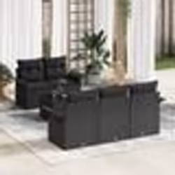 vidaXL Ensemble de Canapé de Jardin 6 Pièces avec Coussins Noir Poly Rattan