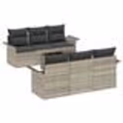 vidaXL Set de 7 Canapés de Jardin avec Coussins Gris Clair Poly Rattan
