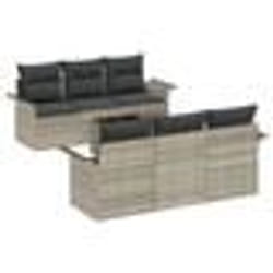 vidaXL Set de 7 Canapés de Jardin avec Coussins Gris Clair Poly Rattan