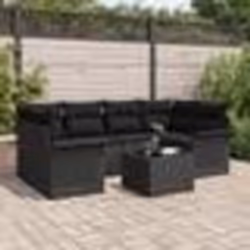 vidaXL Ensemble de 7 pièces de canapés de jardin avec coussins noir en rotin synthétique