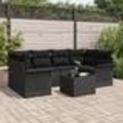 vidaXL Ensemble de 7 pièces de canapés de jardin avec coussins noir en rotin synthétique