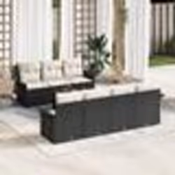 vidaXL Ensemble de Canapé de Jardin 8 Pièces avec Coussins Noir en Poly Rattan