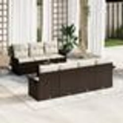vidaXL Ensemble de canapés jardin 8 pièces avec coussins brun poly rattan