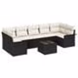 vidaXL Ensemble de canapé de jardin 8 pièces avec coussins en poly rattan noir