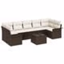 vidaXL Ensemble de canapé de jardin de 8 pièces avec coussins marron en poly rattan