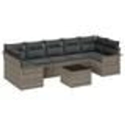 vidaXL Ensemble de canapé de jardin de 8 pièces avec coussins Gris Poly Rattan