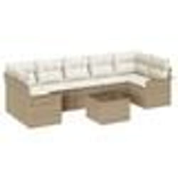 vidaXL Ensemble de Canapé de Jardin 8 Pièces avec Coussins en Rotin Beige