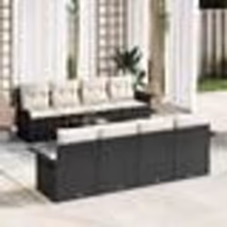 vidaXL Ensemble de canapés de jardin 9 pièces avec coussins en poly rattan noir