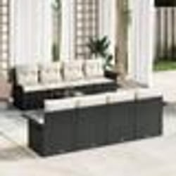 vidaXL Ensemble de canapés de jardin 9 pièces avec coussins en poly rattan noir