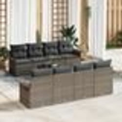 vidaXL Ensemble de canapé de jardin 9 pièces avec coussins gris en poly rattan