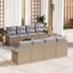 vidaXL Ensemble de canapé de jardin 9 pièces avec coussins Beige Poly Rattan