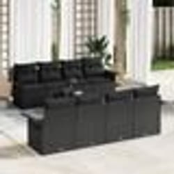 vidaXL Ensemble de canapé de jardin 9 pièces avec coussins noirs en poly rotin