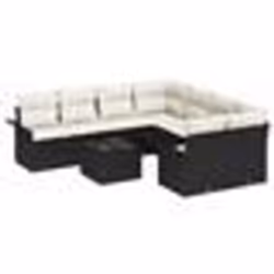 vidaXL Ensemble de Canapés de Jardin 9 Pièces avec Coussins Noir Poly Rattan