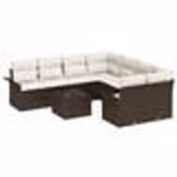 vidaXL Ensemble de Canapé de Jardin 9 Pièces avec Coussins Rattan Marron