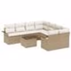 vidaXL Ensemble de canapé de jardin 9 pièces avec coussins beige poly rotin