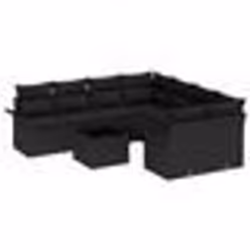vidaXL Ensemble de Canapés de Jardin 9 Pièces avec Coussins Noir Poly Rattan