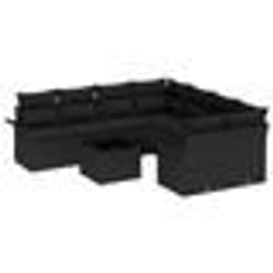 vidaXL Ensemble de Canapés de Jardin 9 Pièces avec Coussins Noir Poly Rattan