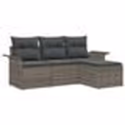 vidaXL Ensemble de canapés de jardin de 4 pièces avec coussins gris en poly rotin
