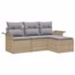 vidaXL Ensemble de canapé de jardin 4 pièces avec coussins beige poly rattan
