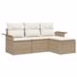 vidaXL Ensemble de canapé de jardin de 4 pièces avec coussins Beige Poly Rattan