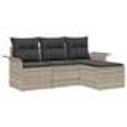 vidaXL Ensemble de 4 canapés de jardin avec coussins Gris clair Poly rattan